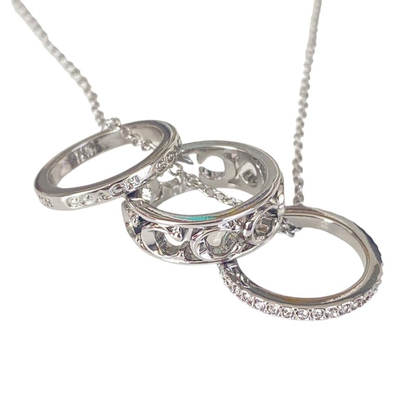 NEW Authentic Coach Signature Silver Ring Pendant Necklace $140 - Picture 8 of 9